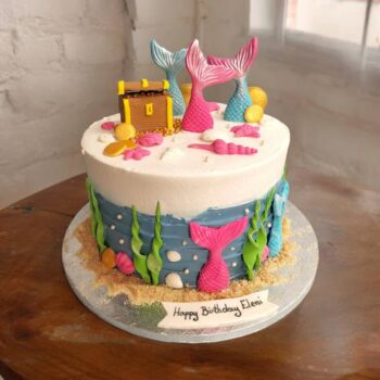 Two Tier Pink Mermaid & Underwater Cake