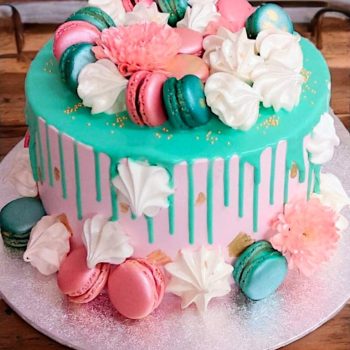 Tiffany Blue Drip Cake