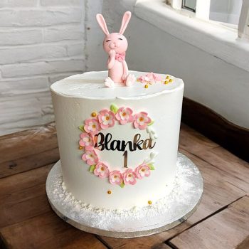 Bunny Birthday Cake with Handmade Decor