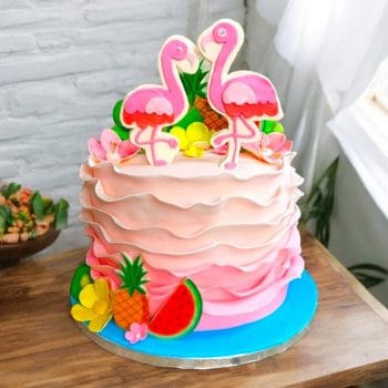 Hawaiian ombre flamingo cake