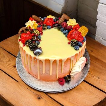White Chocolate Drip Cake with Fresh Fruit
