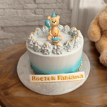 Blue Teddy Bear Cake with Mini Cake