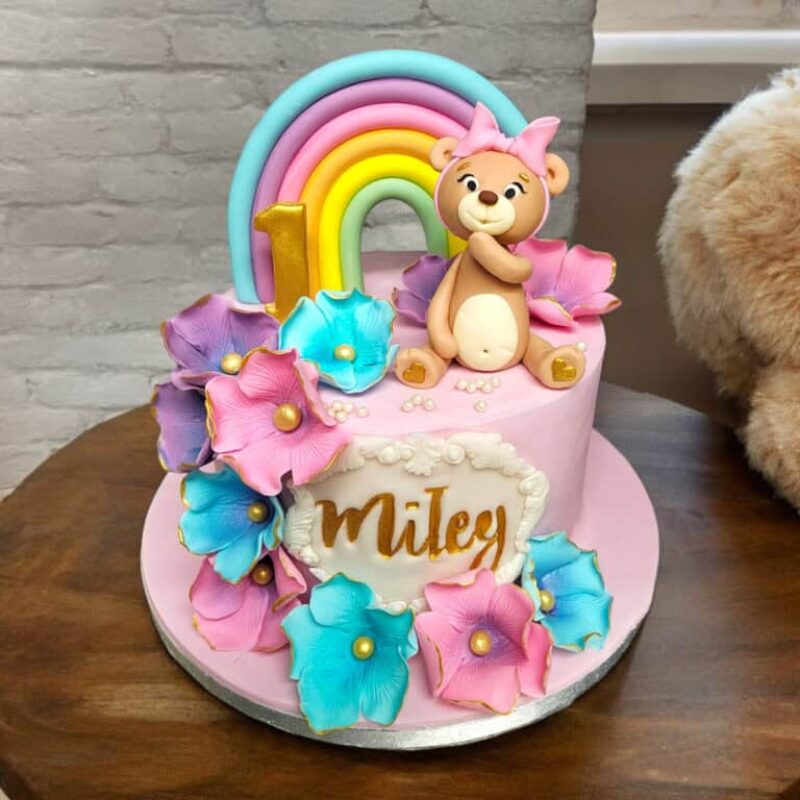 Adorable Rainbow Teddy Bear Cake