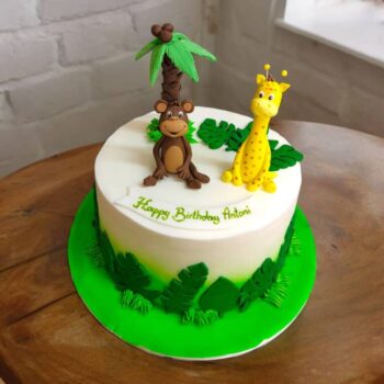 Handmade Giraffe & Monkey Cake