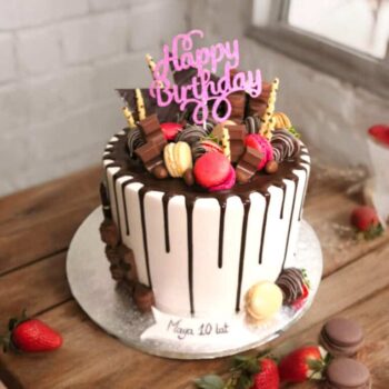 Chocolate Drip Cake with Fresh Fruit