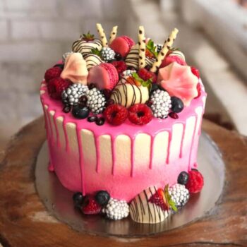 Chocolate Drip Cake with Fresh Fruit