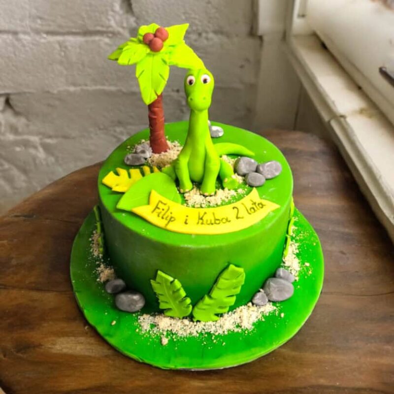Handmade Dinosaur Cake with Palm Tree