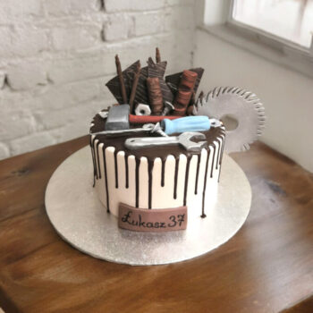 Handyman /carpenter themed cake with chocolate decoration