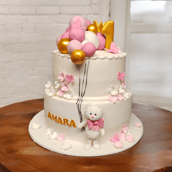 Teddy Bear Balloon Two-Tier Cake!