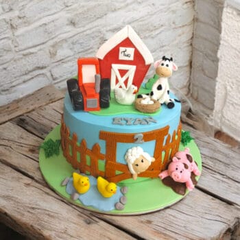 Farm Cake with Handmade Animals