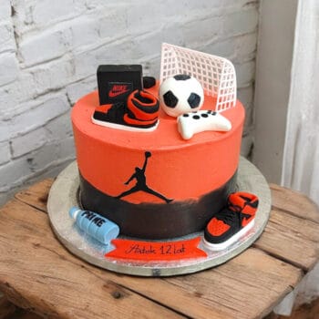 Sports Fun Birthday Cake (Football & Basketball)