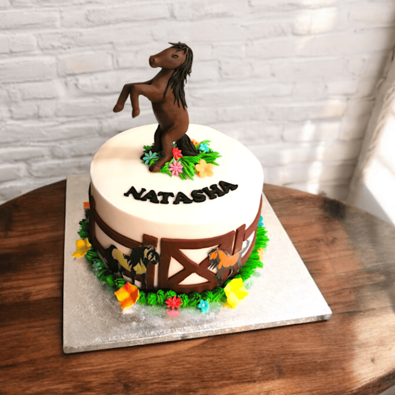 Farm Themed Cake with Handmade Horse