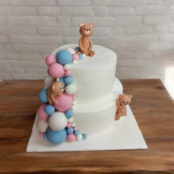 Teddy Bear & Balloons pastel Two-Tier Cake!