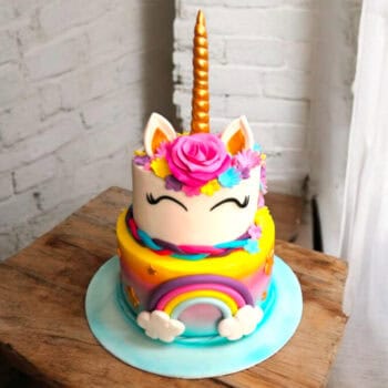 Two Tiered Unicorn Head Cake