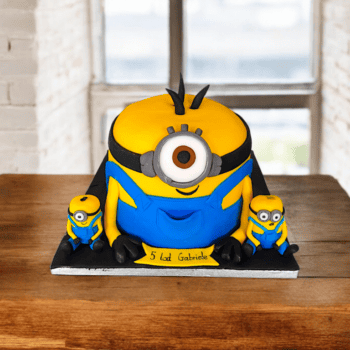 Minion inspired 3D drip cake