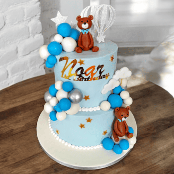 Teddy Bear & Balloons Two-Tier Cake!