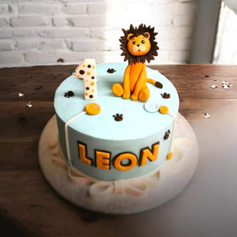 Lion Theme Cake with Handmade Figurine
