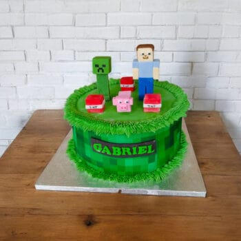 Minecraft Inspired Two-Tier Cake
