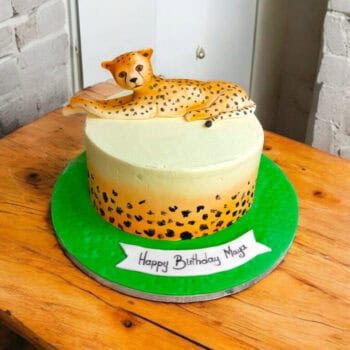 Cheetah Birthday Cake with Handmade Figurine