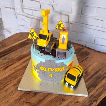 Digger & trucks birthday cake