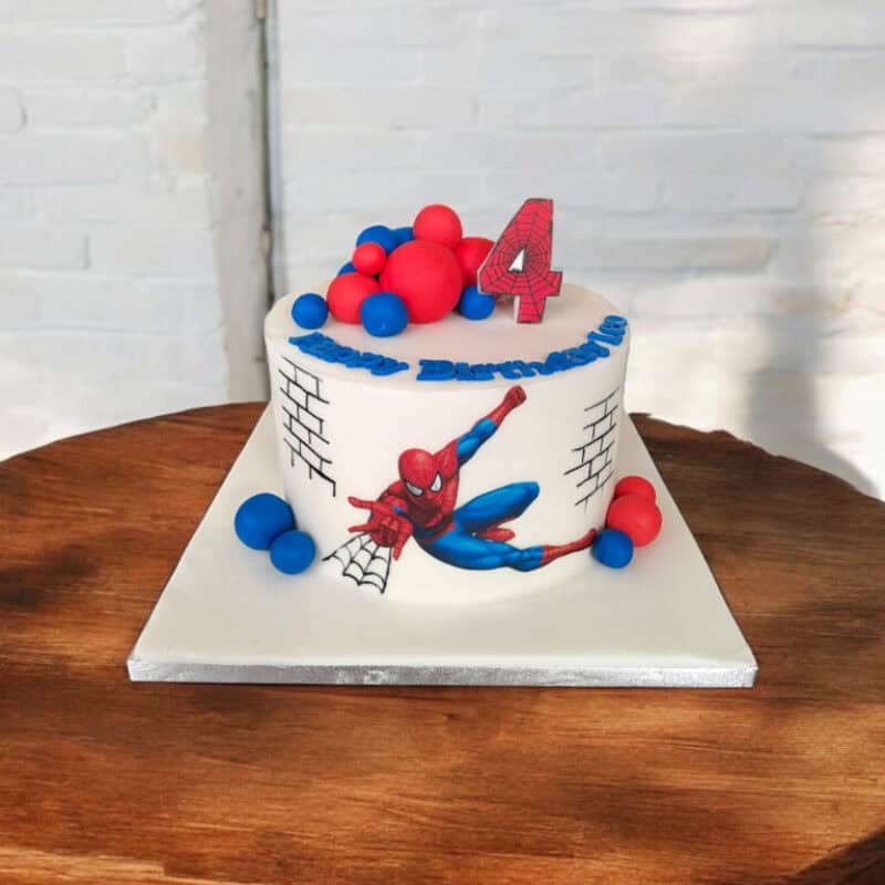 Superhero inspired spiderman cake