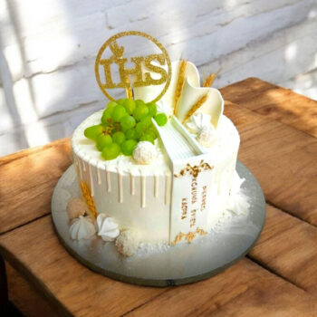 Elegant holy communion cake with grapes!