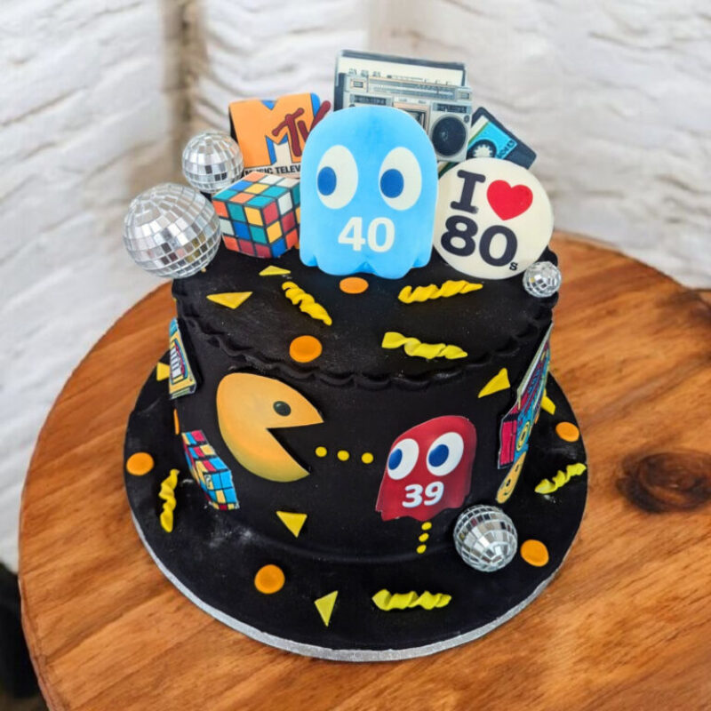 80s 90s Cake in black