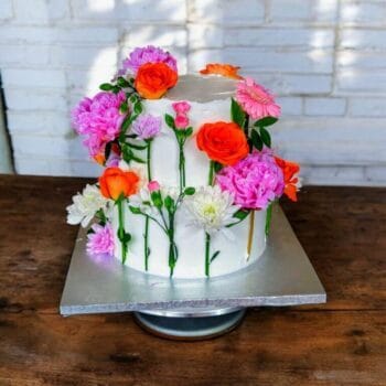 Fresh Flowers Two-Tier Cake